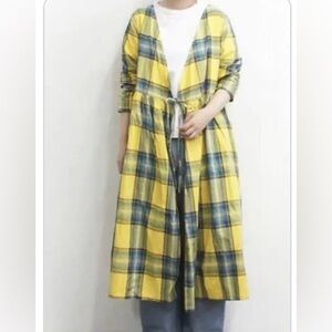 Ichi Cache Coeur Yellow Check Dress